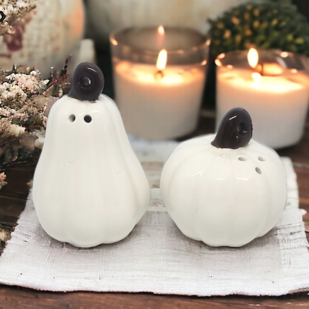 Thanksgiving/Fall White Pumpkin Salt & Pepper Shakers